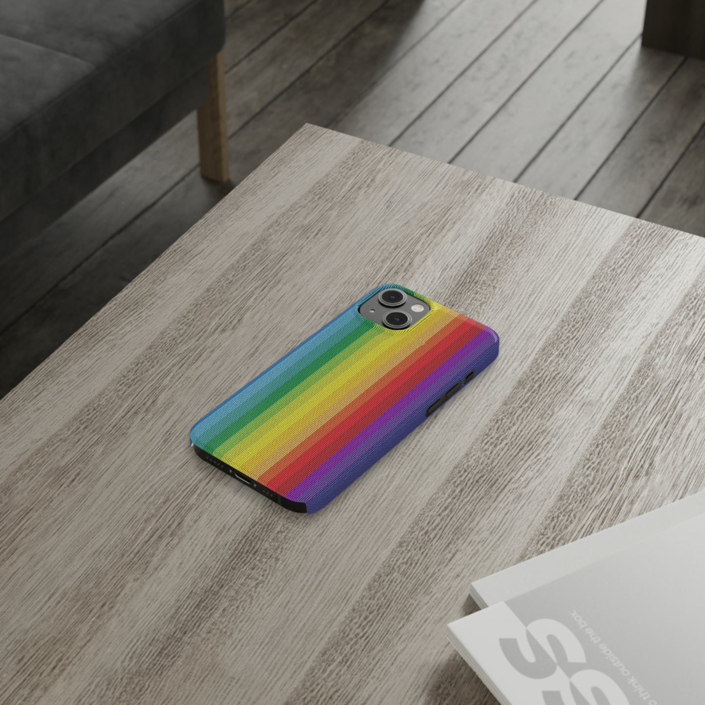 Rainbow Stripe Design Iphone 15-12 Slim Phone Case