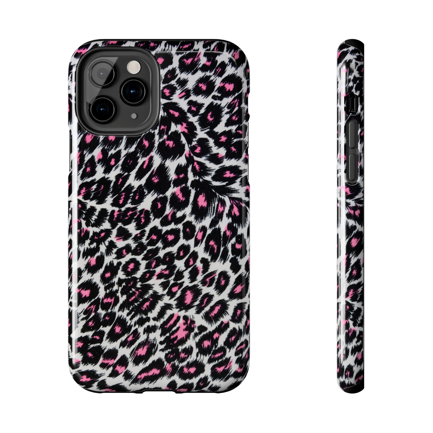 Fierce Femininity Pink and Black Leopard Print Iphone Tough Phone Case