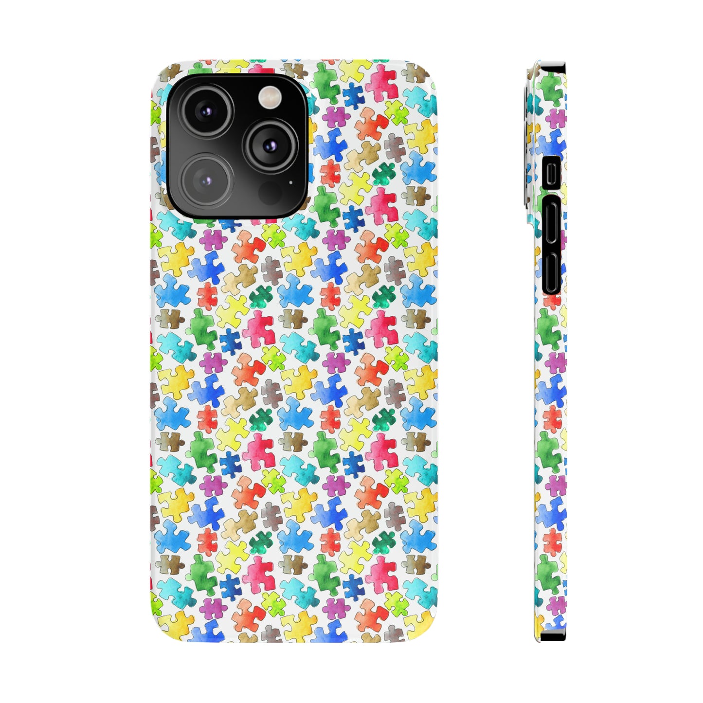 Rainbow Puzzle Pieces Iphone 15-12 Slim Phone Case