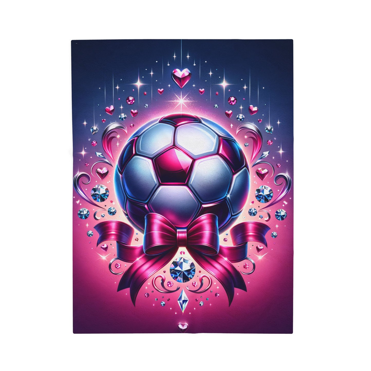 Coquette Bow Glitter Glam Girls Soccer Ball  Velveteen Plush Blanket 3 Sizes