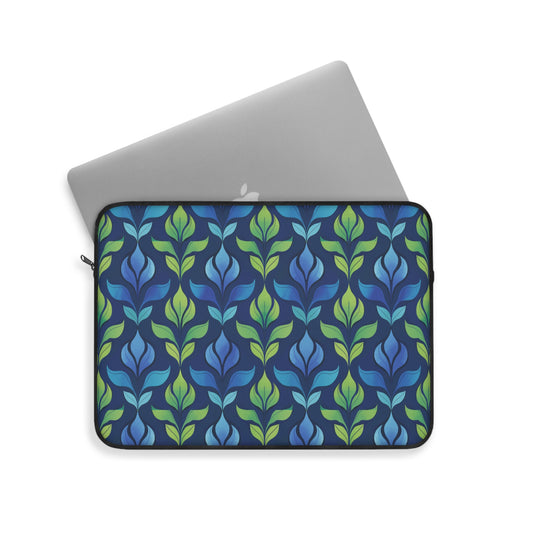 Vintage Blue and Green Botanical Laptop or Ipad Protective Sleeve 3 Sizes Available