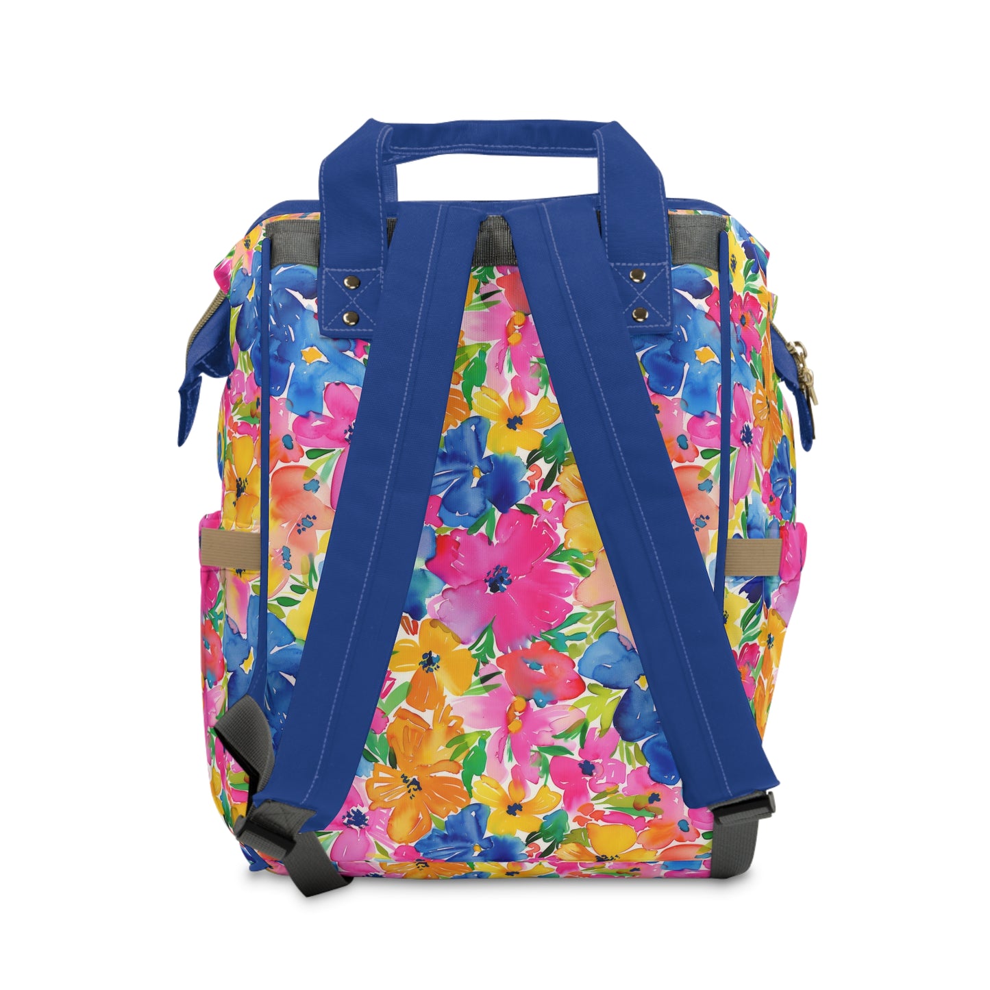 Springtime Kaleidoscope: Multi-color Watercolor Blossoms in Bloom Multifunctional Diaper Backpack