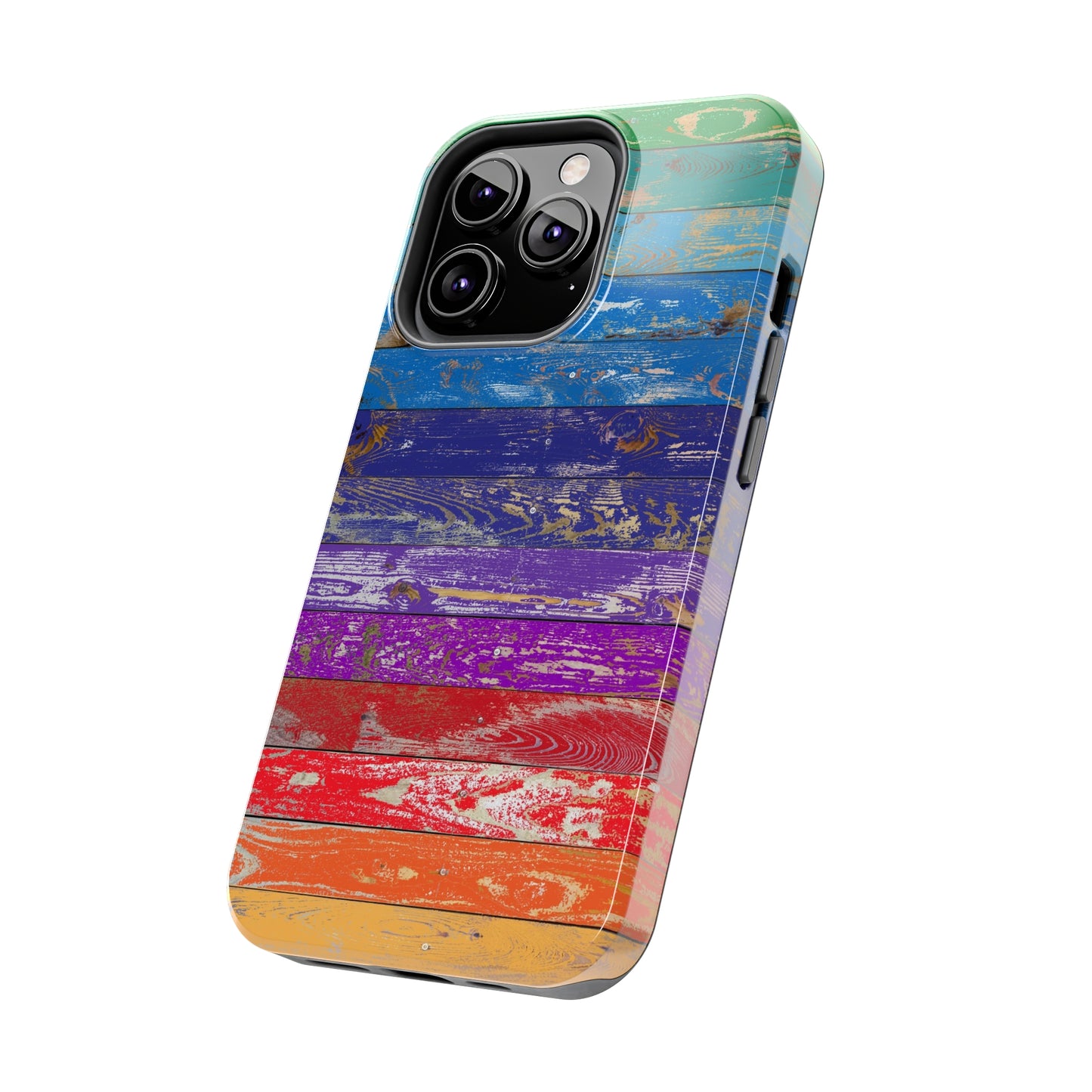 Rainbow Wood Planks Iphone Tough Phone Case