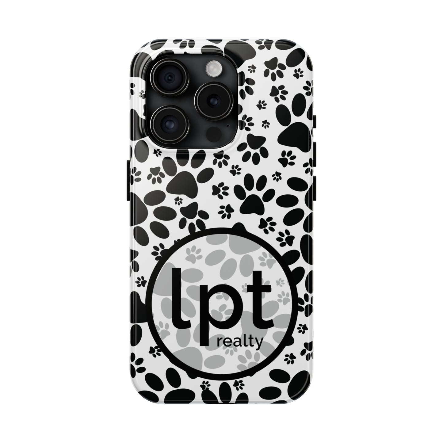 LPT Realty Logo -  Stealthy Tracks: Black Animal Paw Prints Iphone Tough Phone Case