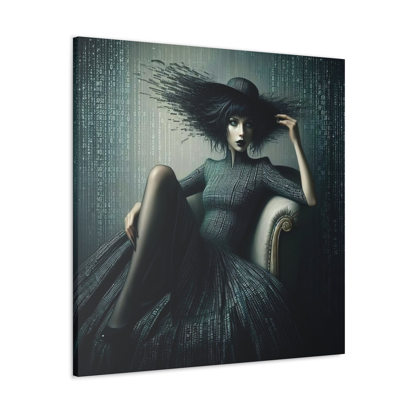 Matrix High Fashion Women Dressed in Matrix Dress and Hat Print on Canvas Gallery Wraps - 5 Sizes