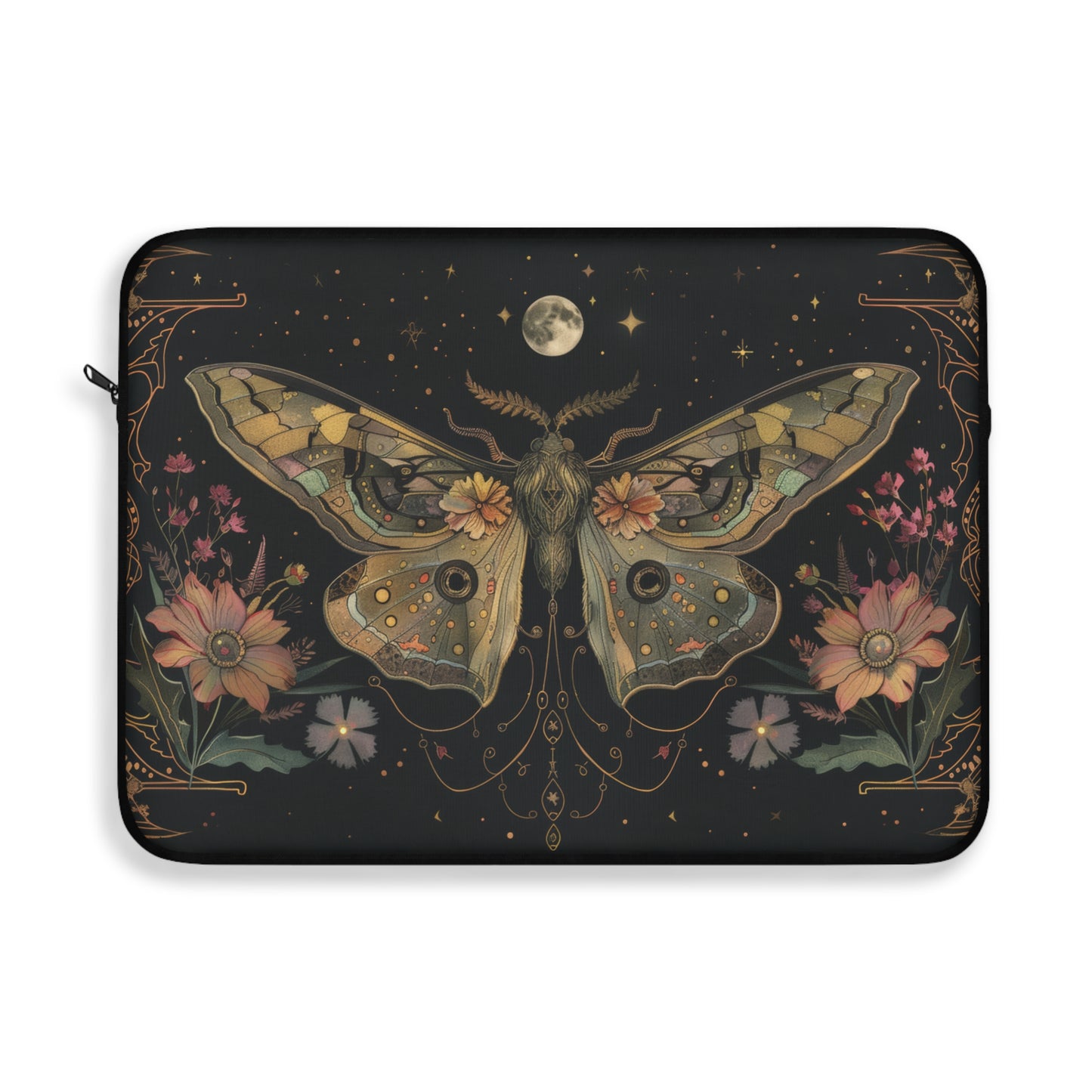 Lunar Moth Symphony with Moonlit Florals and Ethereal Glow Laptop or Ipad Protective Sleeve 3 Sizes Available