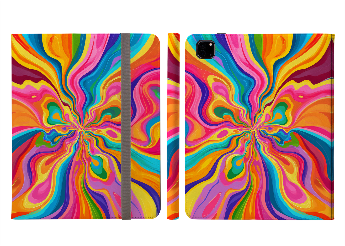 Color Rainbow Fusion Swirl Protective iPad Pro 11 & Pro 12.9 Protective Case and Pencil Holder