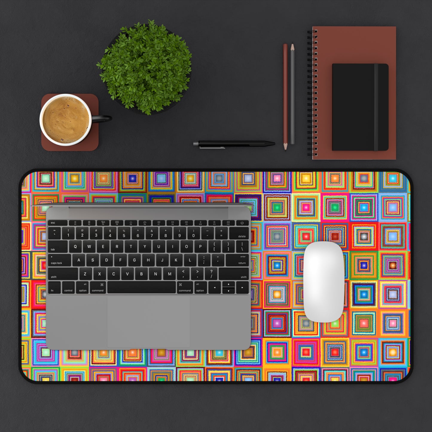 Retro Colored Squares - Desk Mat Extended Gaming Mouse Pad 3 Sizes