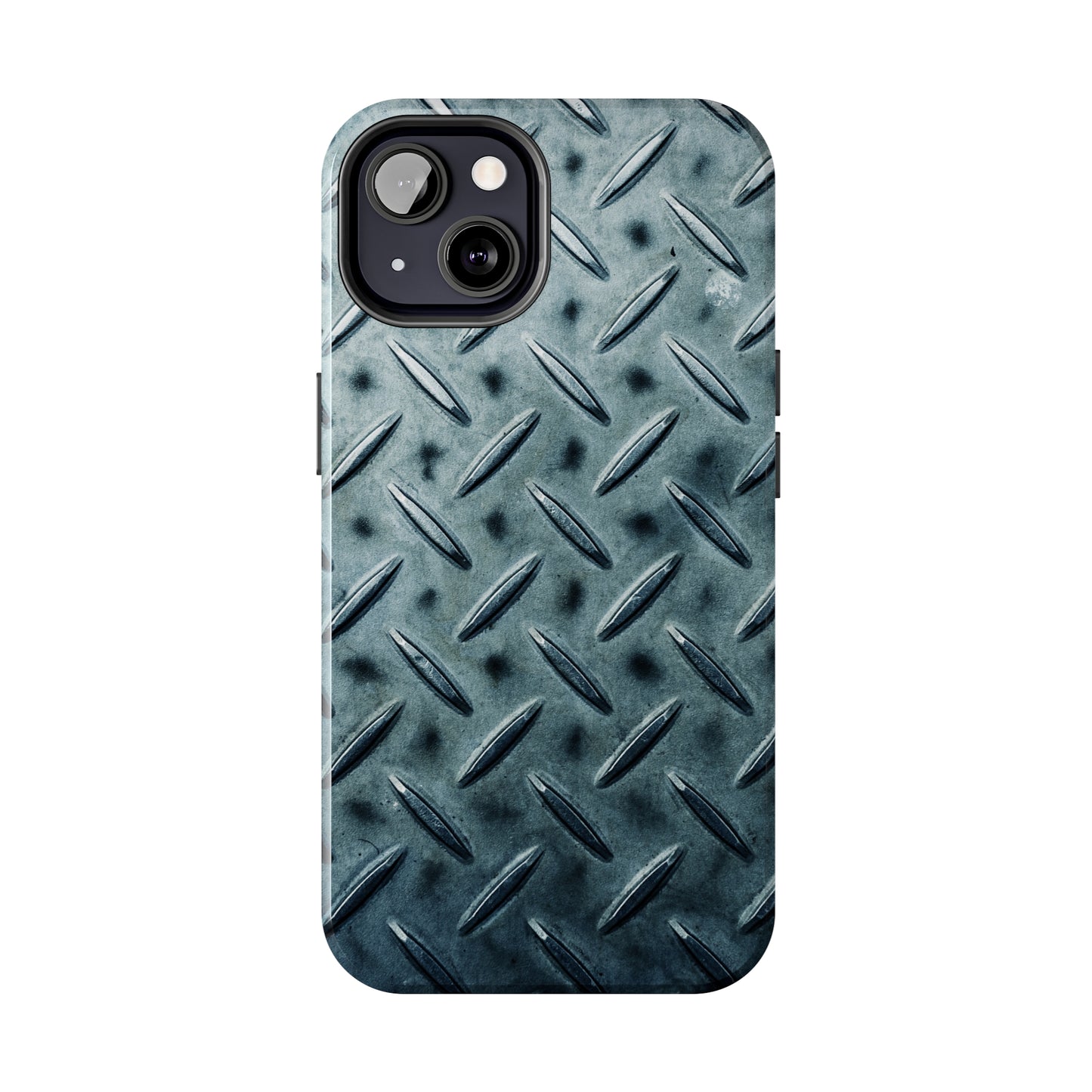 Blue Steel Diamond Plate Design Iphone Tough Phone Case