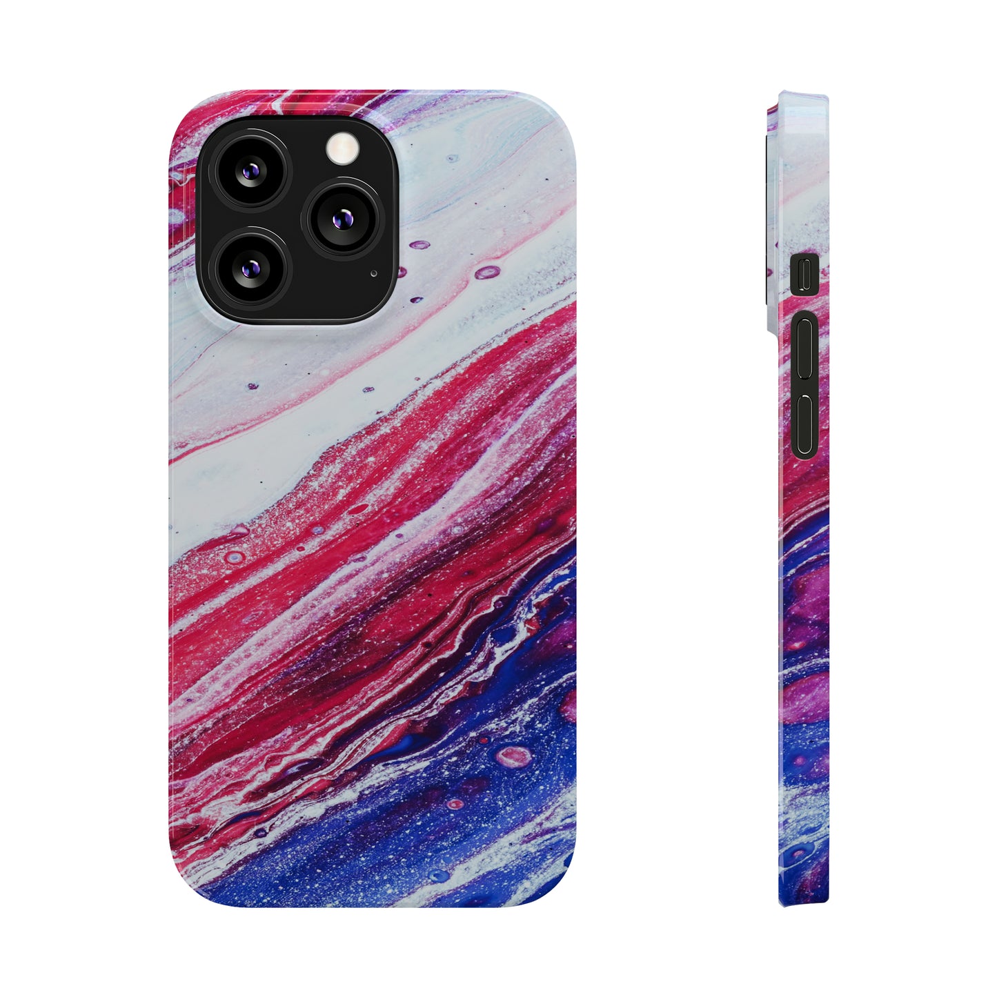 Red White and Blue Alcohol Ink Design Iphone 15-12 Slim Phone Case