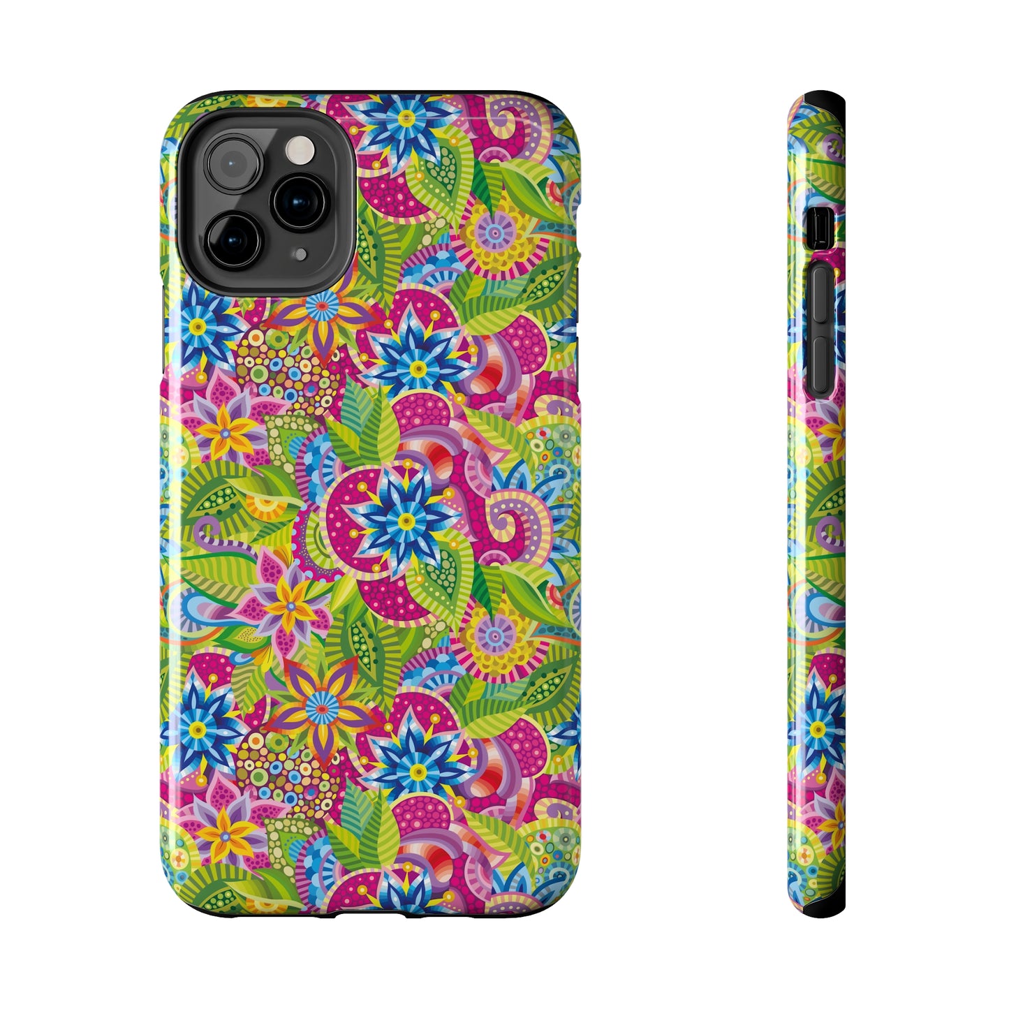 Vibrant Array of Abstract Flowers and Paisley in Rainbow Hues Iphone Tough Phone Case