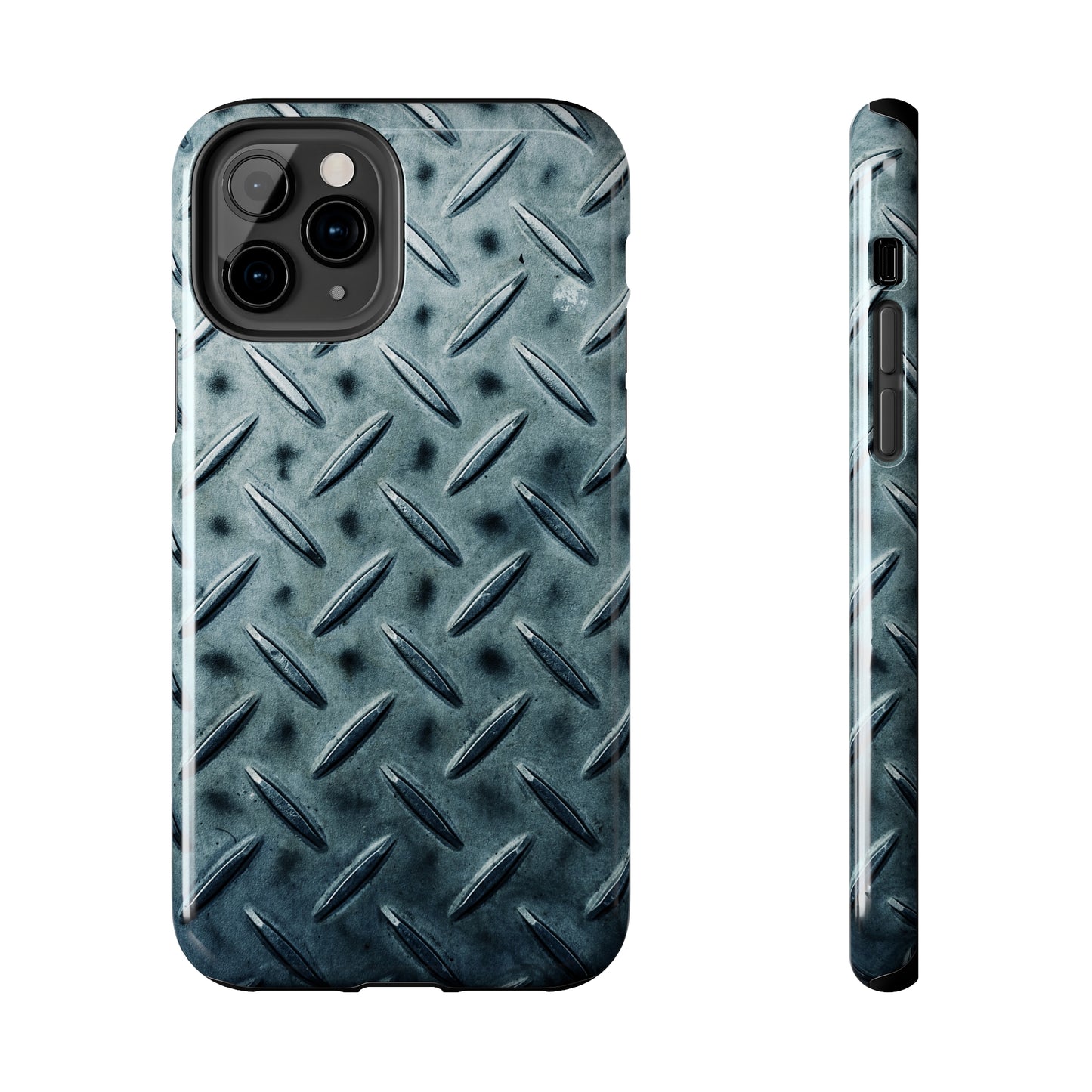 Blue Steel Diamond Plate Design Iphone Tough Phone Case