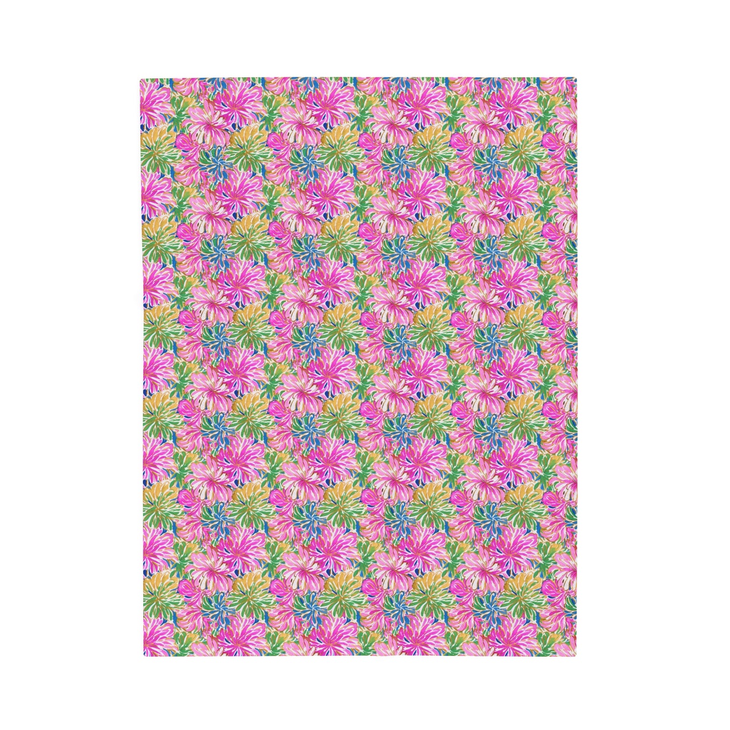 Pastel Bouquet: Large Blooms of Pink, Gold, and Blue in Watercolor Velveteen Plush Blanket 3 Sizes