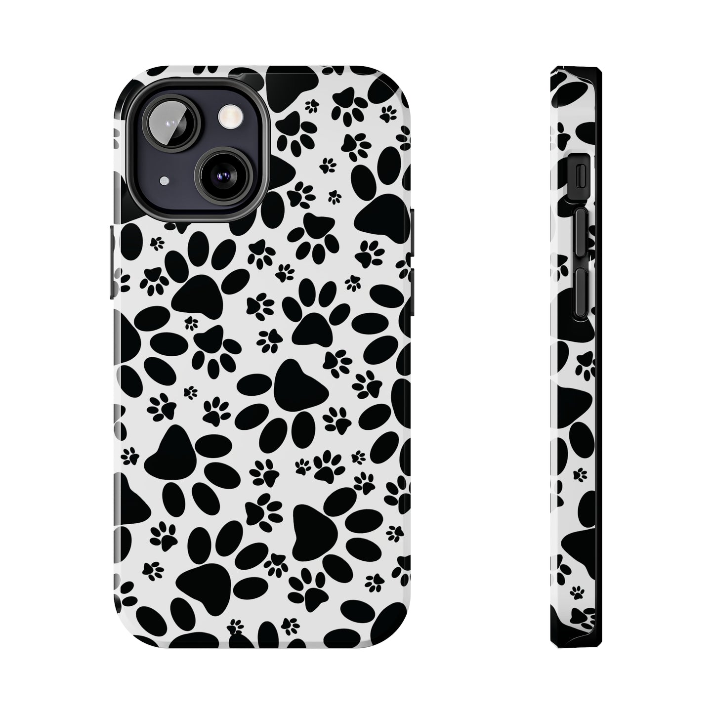 Stealthy Tracks: Black Animal Paw Prints Iphone Tough Phone Case