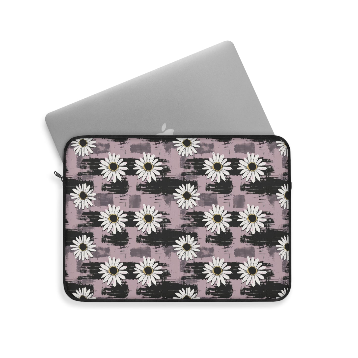 Edgy Daisy Dream with Pink and Black Grunge Design Laptop or Ipad Protective Sleeve 3 Sizes Available