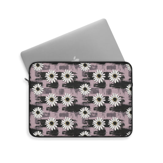 Edgy Daisy Dream with Pink and Black Grunge Design Laptop or Ipad Protective Sleeve 3 Sizes Available