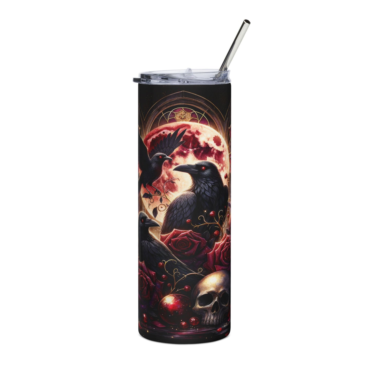 Gothic Garden Victorian Poe Raven Mythical Fantasy Dark Academy Seamless 20 oz Skinny Tumbler