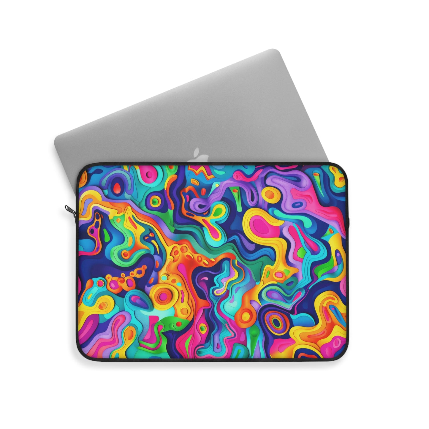 Vibrant Dreamscape of Psychedelic Paper Cut-Out Waves in Vivid Colors Laptop or Ipad Protective Sleeve 3 Sizes Available