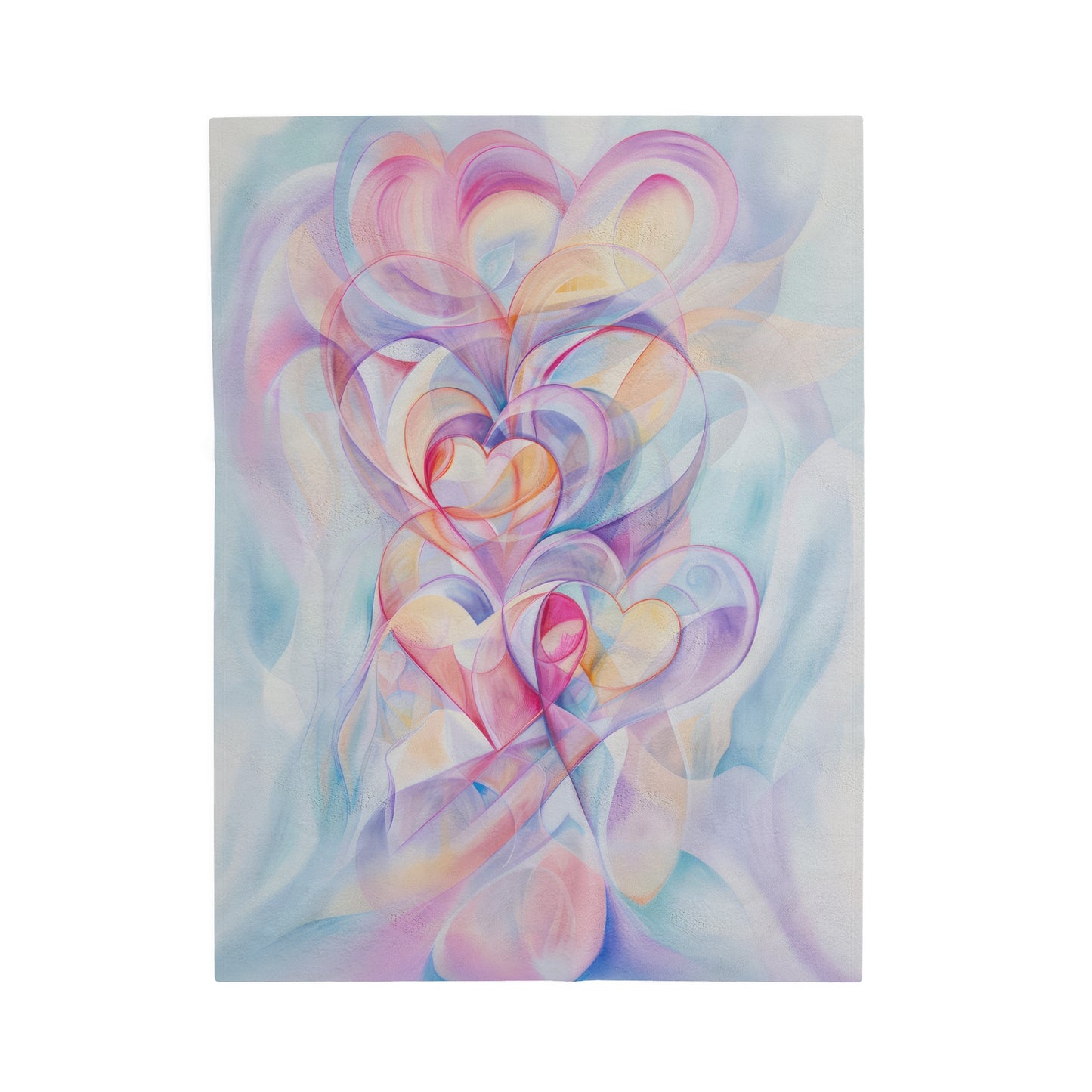 Ethereal Heart Harmony Abstract Pastel Love with Flowing Colors Velveteen Plush Blanket 3 Sizes