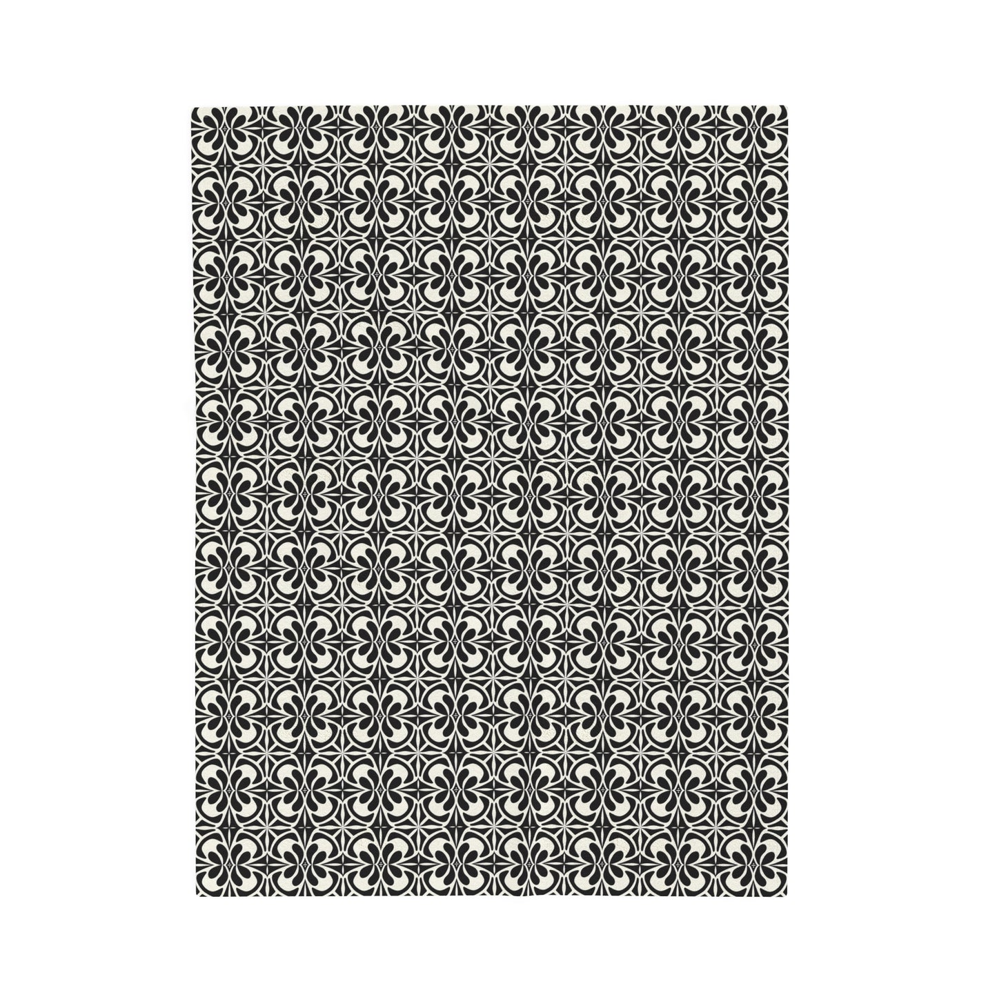 Vintage Retro Chic Bold Black and White Geometric Pattern Velveteen Plush Blanket 3 Sizes