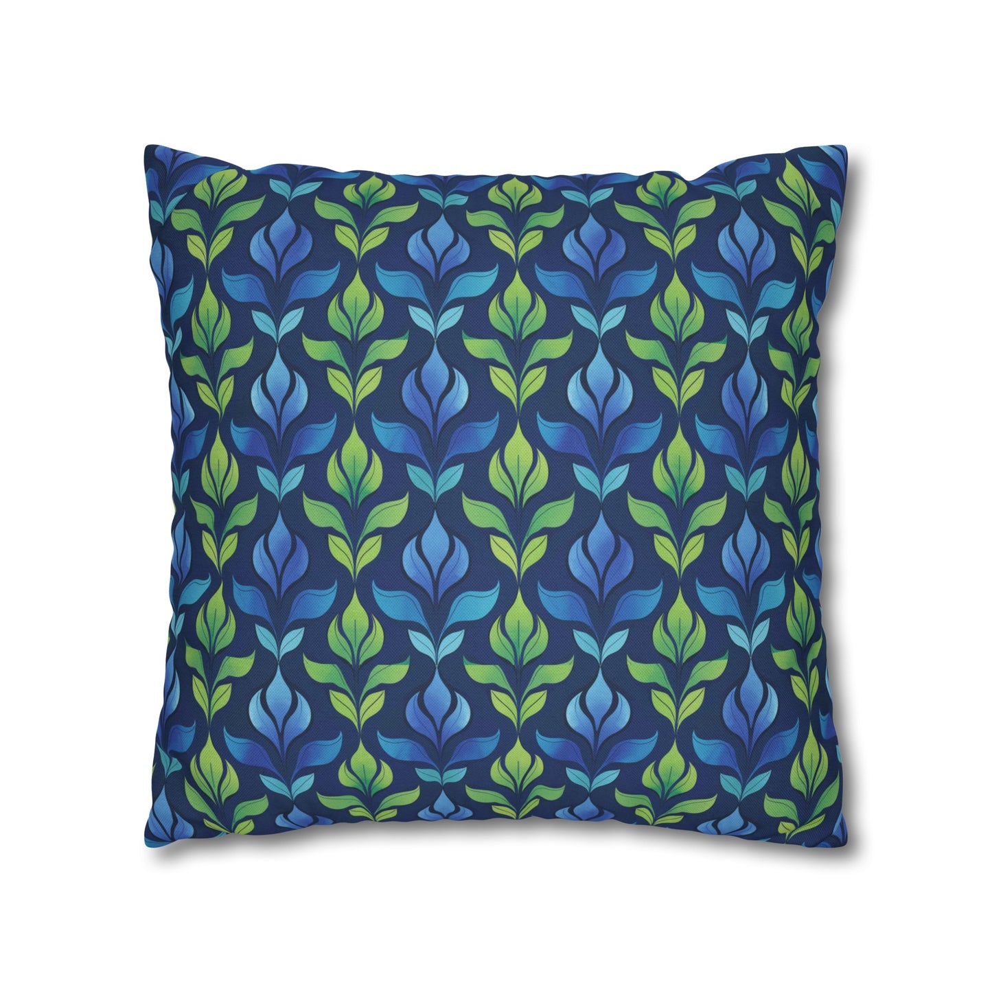 Vintage Blue and Green Botanical Spun Polyester Square Pillowcase 4 Sizes