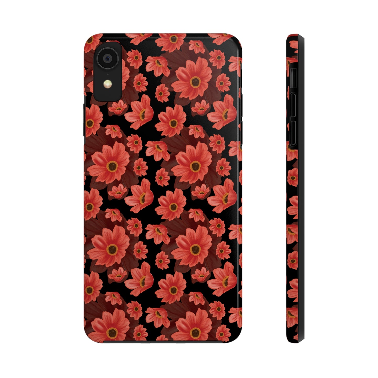 Large Red Flower Design Iphone Tough Phone Case