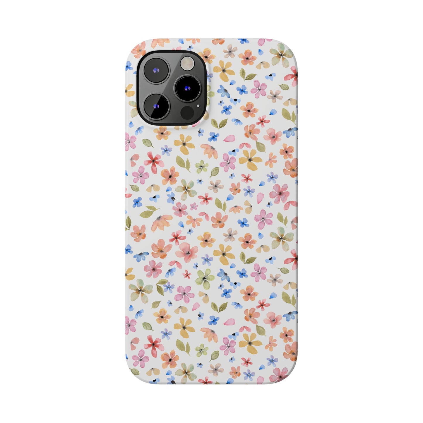 Tiny Pink, Yellow and Blue Flowers Iphone 15-12 Slim Phone Case