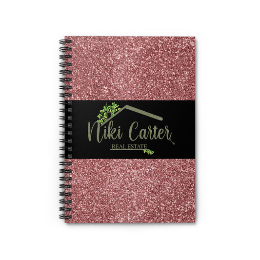 Niki Carter Logo Olive Sparkle  - Spiral Notebook Ruled Line 6"x8"