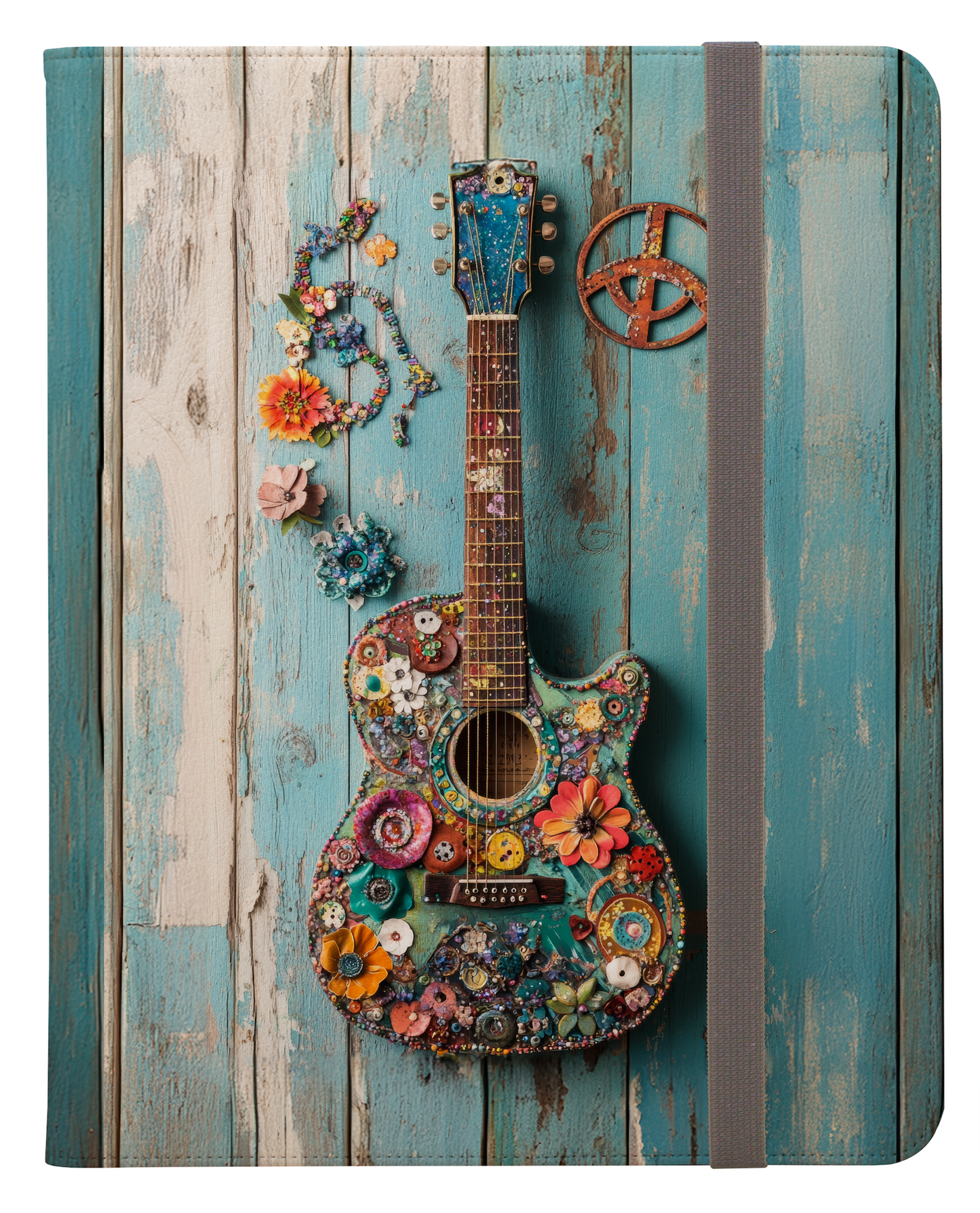 Bohemian Rhapsody of a Vibrant Mosaic Guitar Ipad Pro 11 & Pro 12.9 Protective Case and Pencil Holder