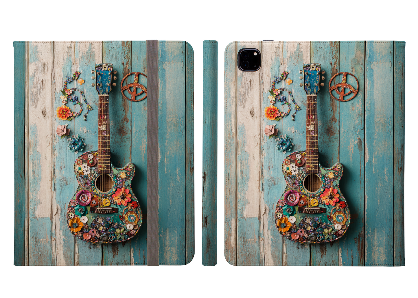 Bohemian Rhapsody of a Vibrant Mosaic Guitar Ipad Pro 11 & Pro 12.9 Protective Case and Pencil Holder