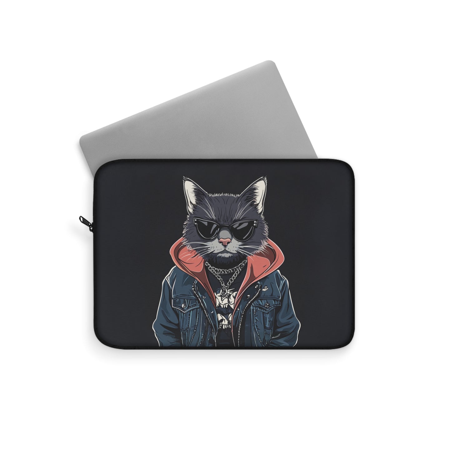 Cool Cat Biker Laptop or Ipad Protective Sleeve 3 Sizes Available