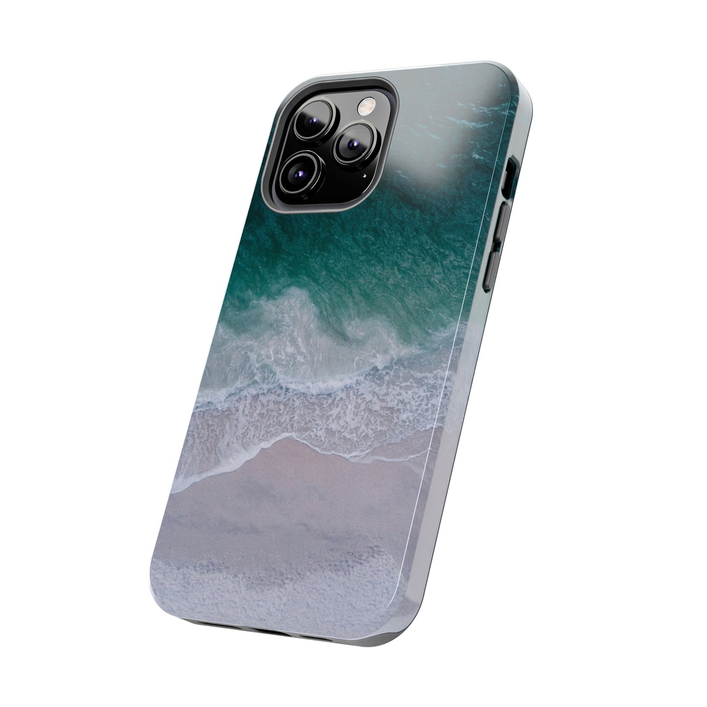 Ocean's Embrace: Deep Green Waters with White Waves Crashing onto the Beach Design Iphone Tough Phone Case