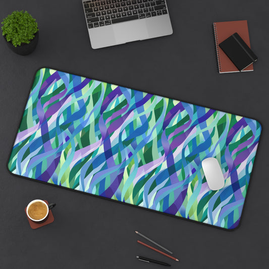 Vibrant Purple Blue and Green Ribbons Extended Gaming Mouse Pad  Desk Mat  - 3 Sizes