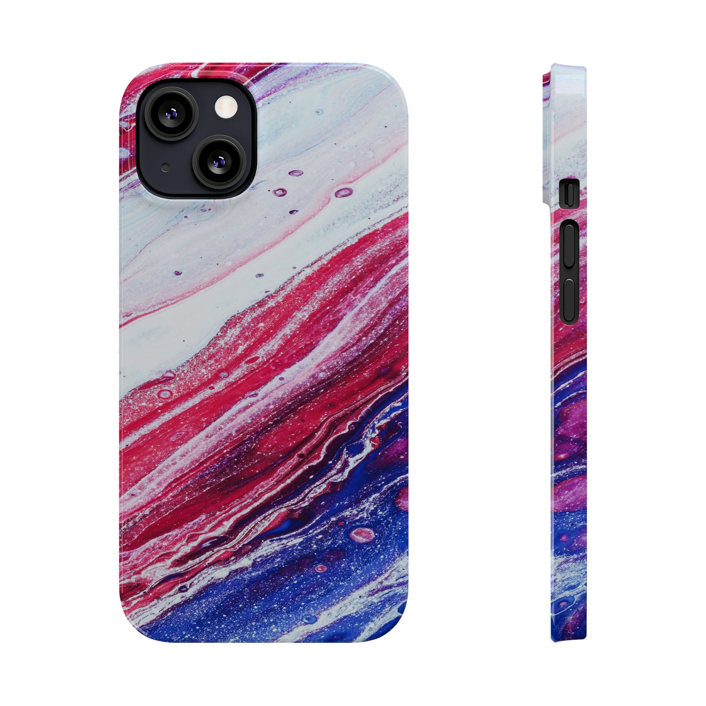 Red White and Blue Alcohol Ink Design Iphone 15-12 Slim Phone Case