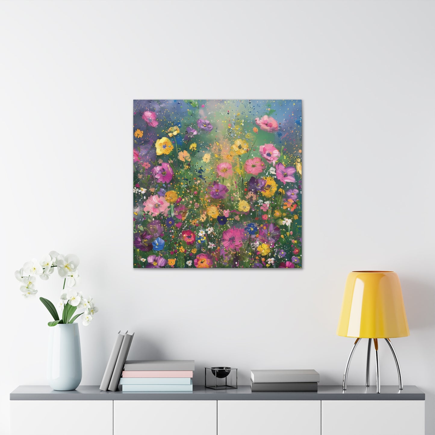 Field of Bright Spring Flowers Print on Canvas Gallery Wraps  - 5 Sizes