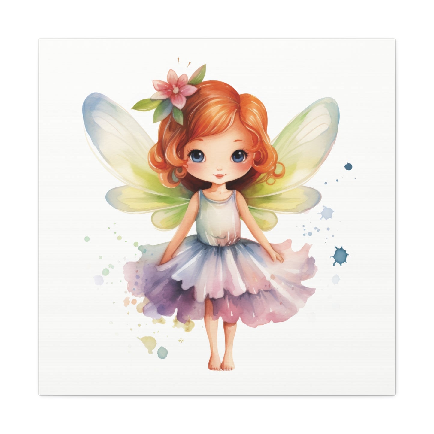 Watercolor Portrait of an Irish Red-Haired Little Girl as a Fairy Ballerina on Canvas Gallery - 5 Sizes