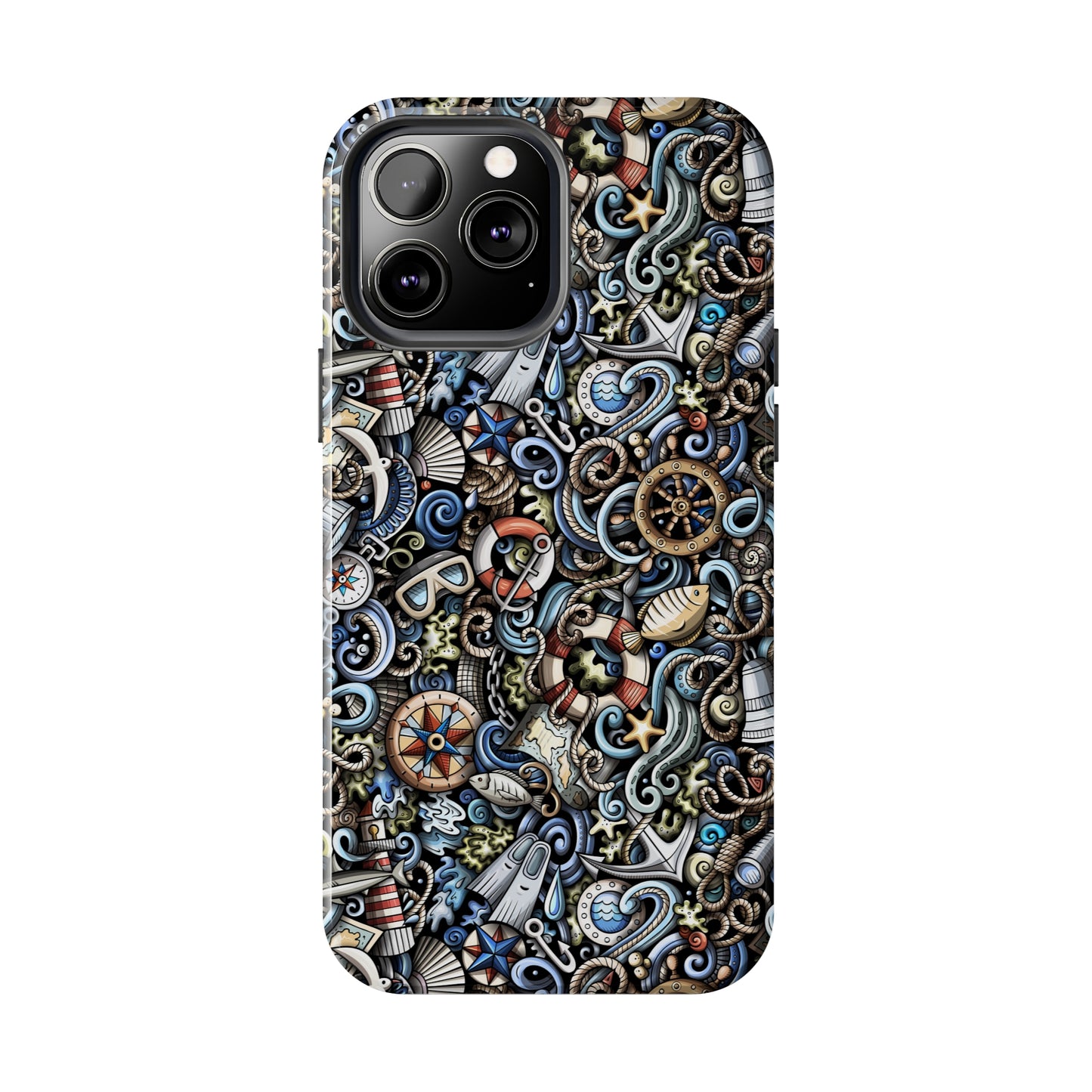 Nautical Ocean Navigation and Sealife Cartoon Design Iphone Tough Phone Case