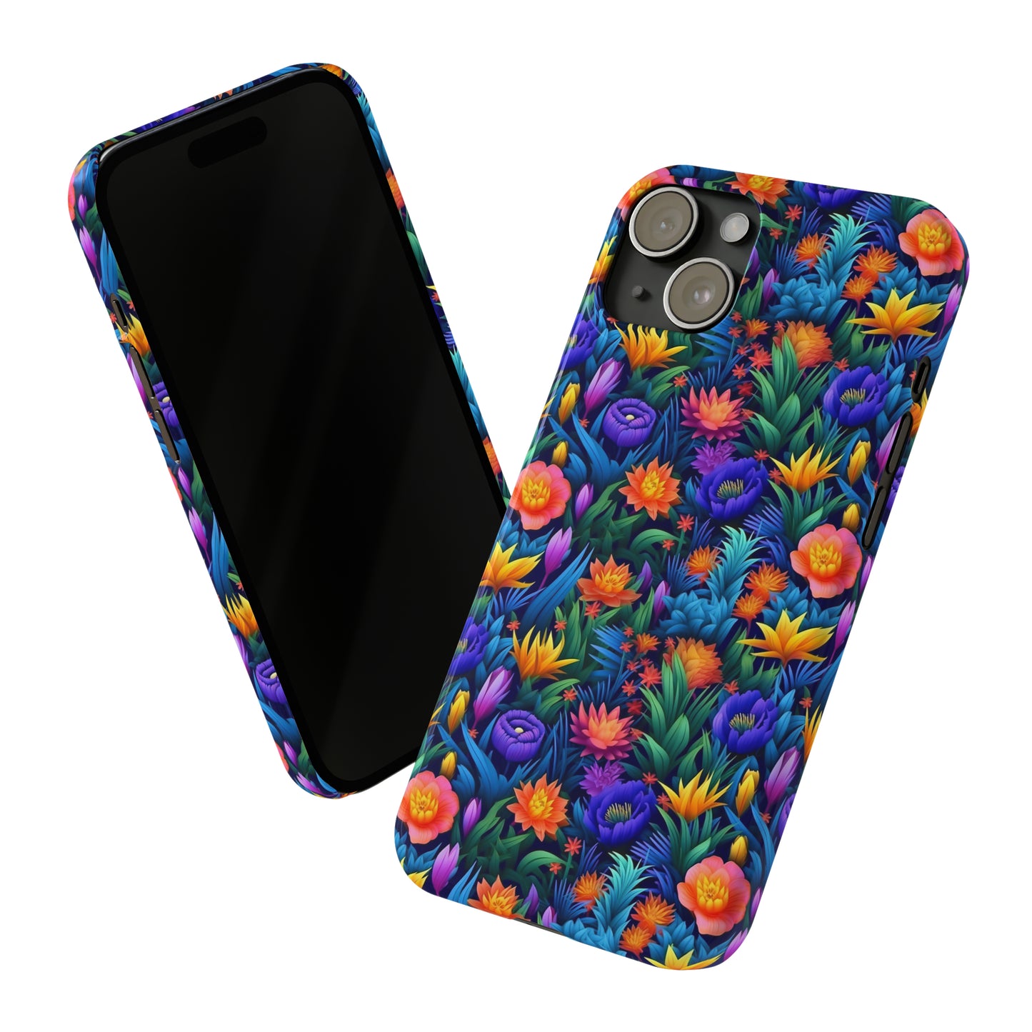 3D Tropical Bright Flowers Iphone 15-12 Slim Phone Case