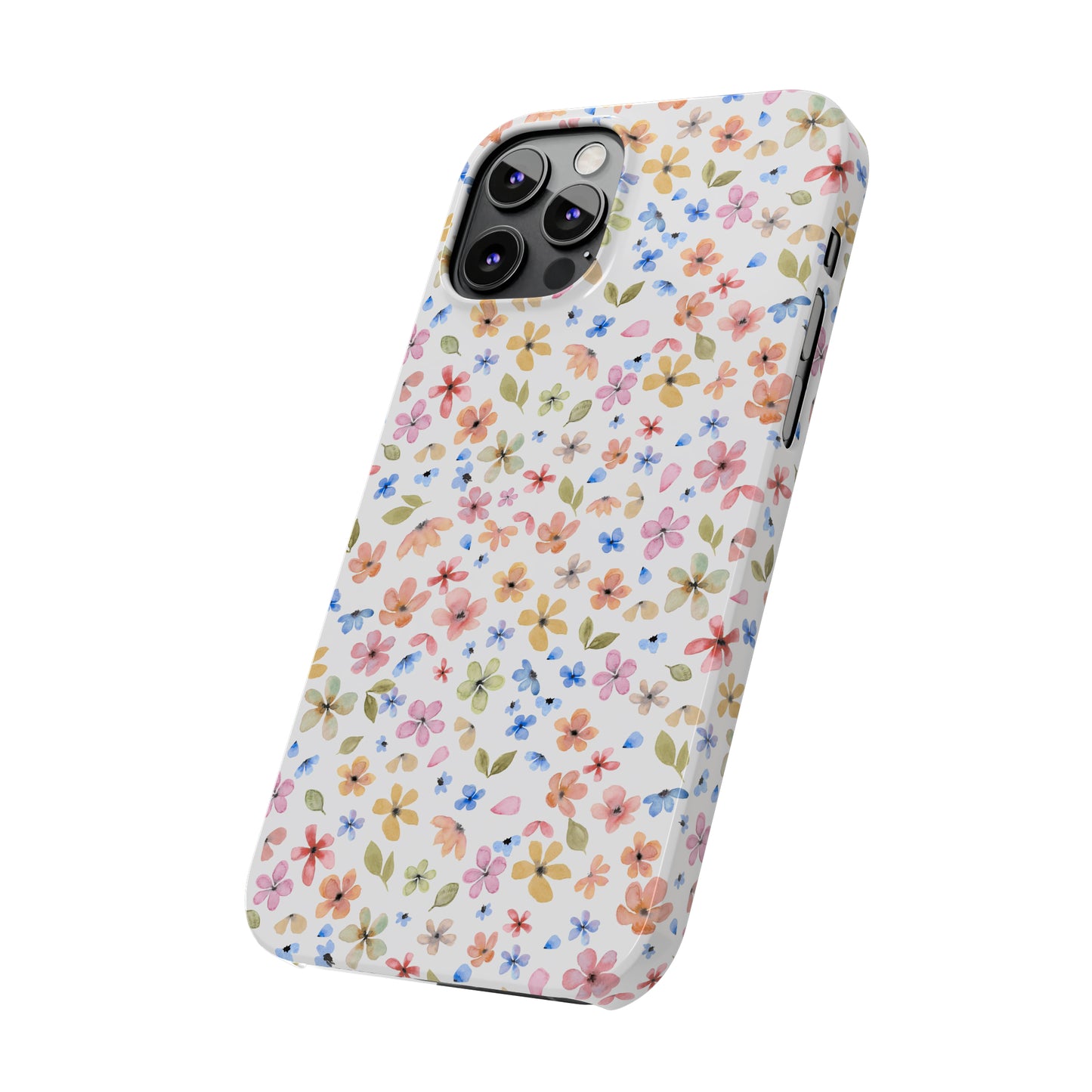 Tiny Pink, Yellow and Blue Flowers Iphone 15-12 Slim Phone Case