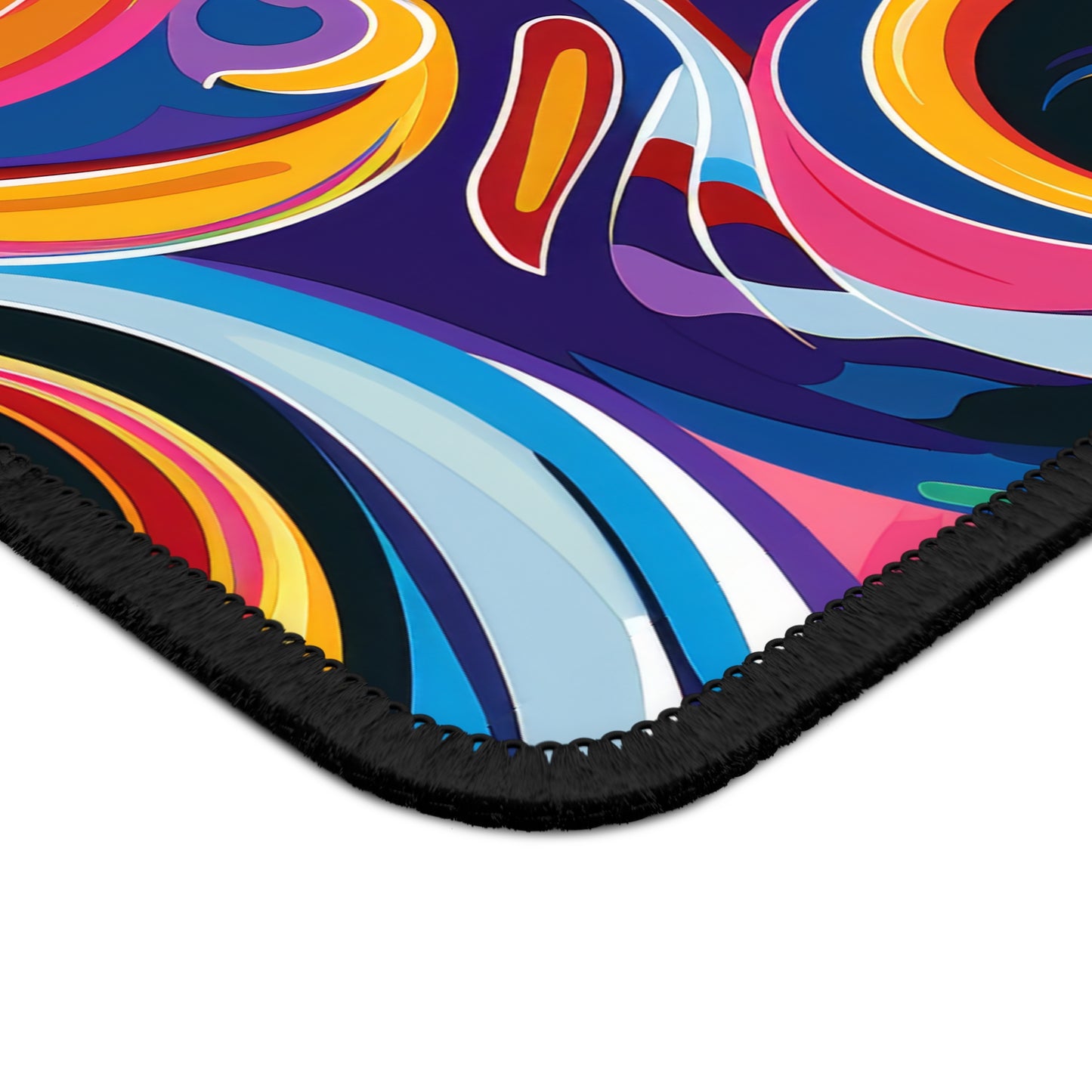 Psychedelic Groovy Vibrant Rainbow Swirls Gaming Mouse Pad with Finished Edges