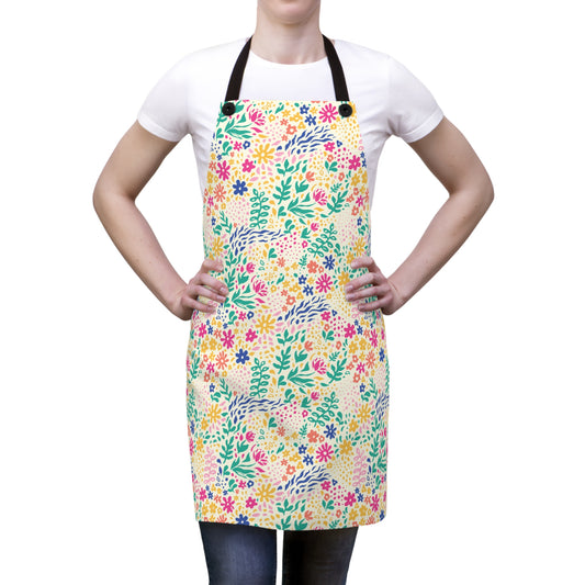 Bright Colored Springtime Flowers - Kitchen Chef Apron