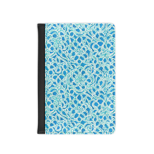 Luminous Swirls: Abstract Watercolor Floral Patterns in Lime Green and Blue - Passport Cover Faux Leather RFID Blocking