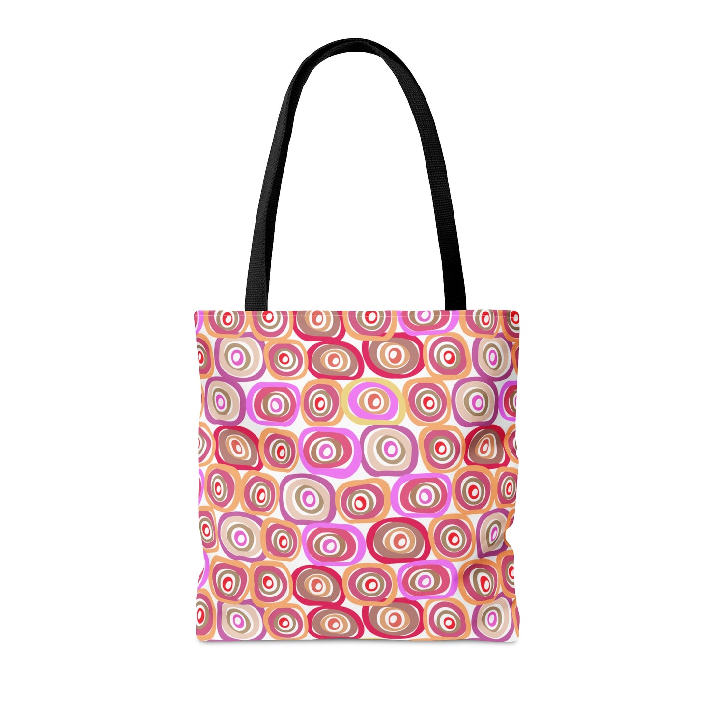 Modern Geometric Art Vibrant Pink, Orange and Tans Circles Pattern Canvas Tote 3 Sizes