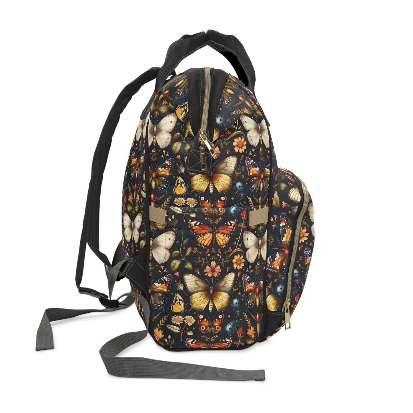 Enchanted Garden of Butterflies and Botanicals in Rich Autumn Hues on a Deep Night Background Multifunctional Diaper Backpack