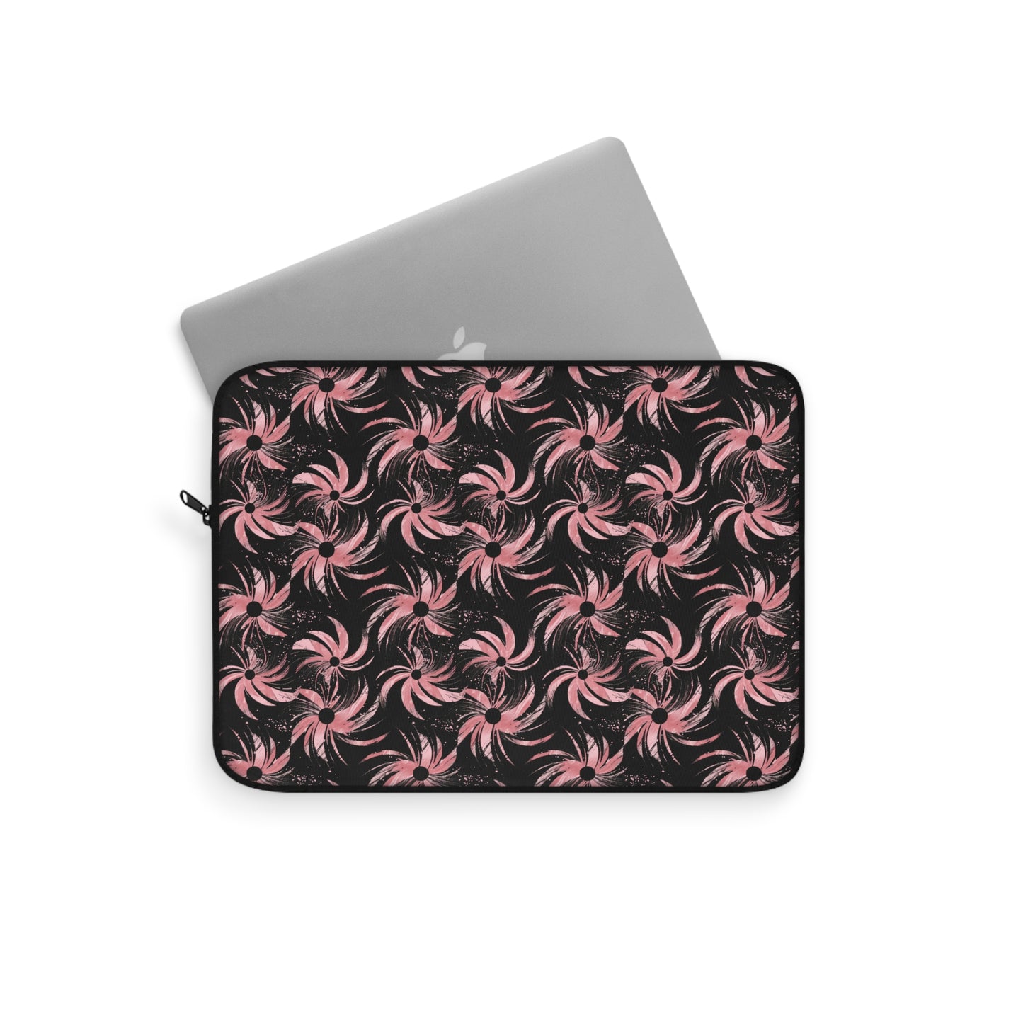 Stellar Blooms of Cosmic Pink on Midnight Black Design Laptop or Ipad Protective Sleeve 3 Sizes Available