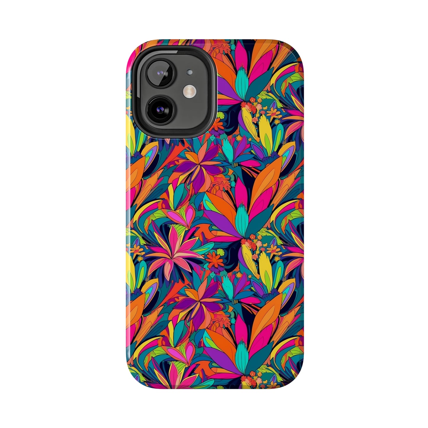 Tropical Neon Flowers Iphone Tough Phone Case