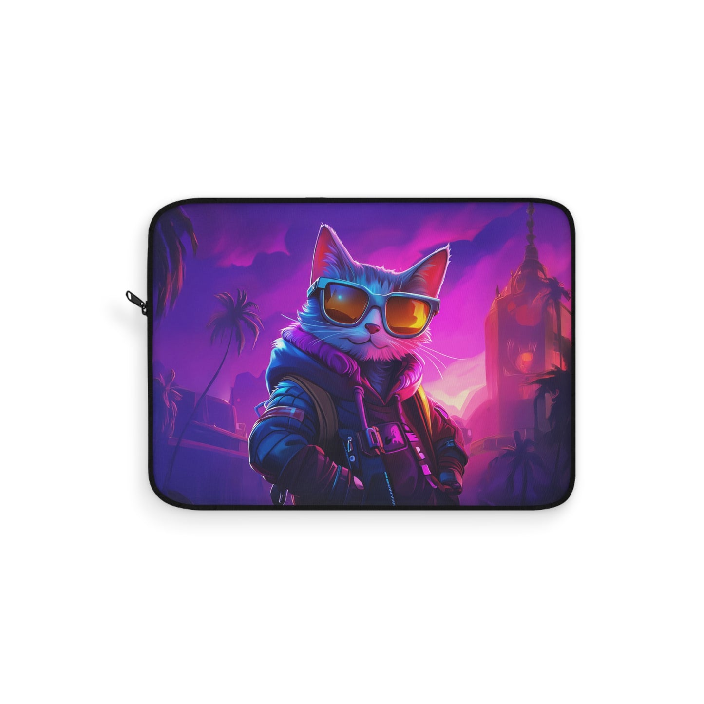 Sunset Cruiser Cat in Cool Shades Laptop or Ipad Protective Sleeve 3 Sizes Available