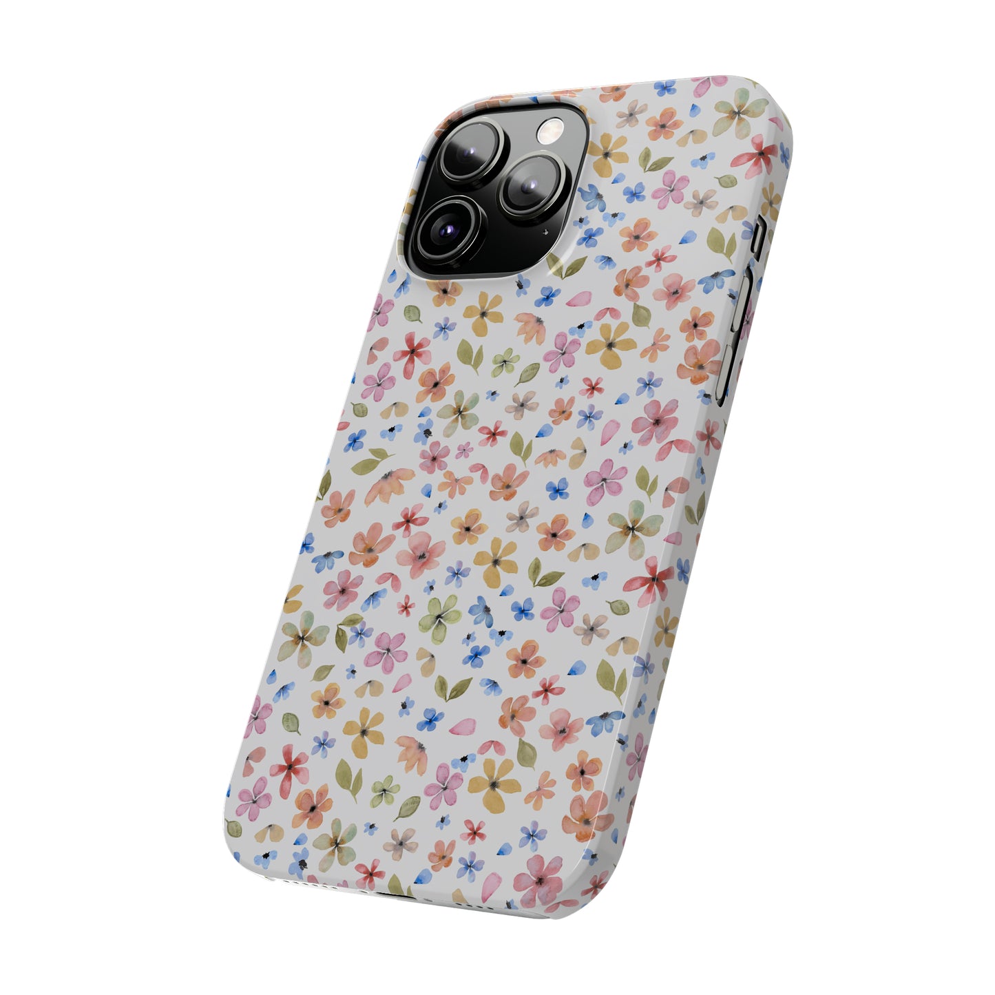 Tiny Pink, Yellow and Blue Flowers Iphone 15-12 Slim Phone Case