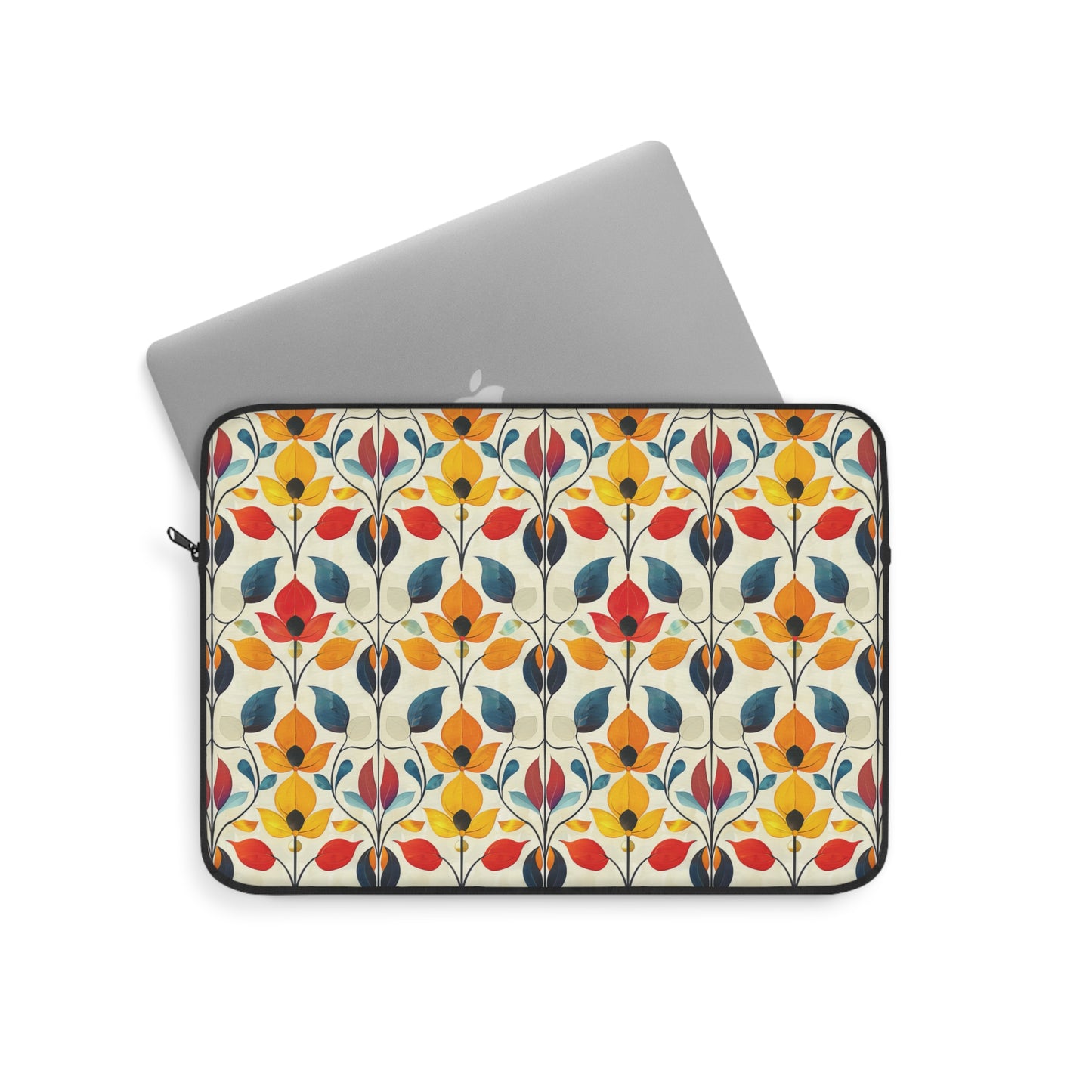 Retro Art Nouveau Vibrant Multicolored Blossoms Laptop or Ipad Protective Sleeve 3 Sizes Available