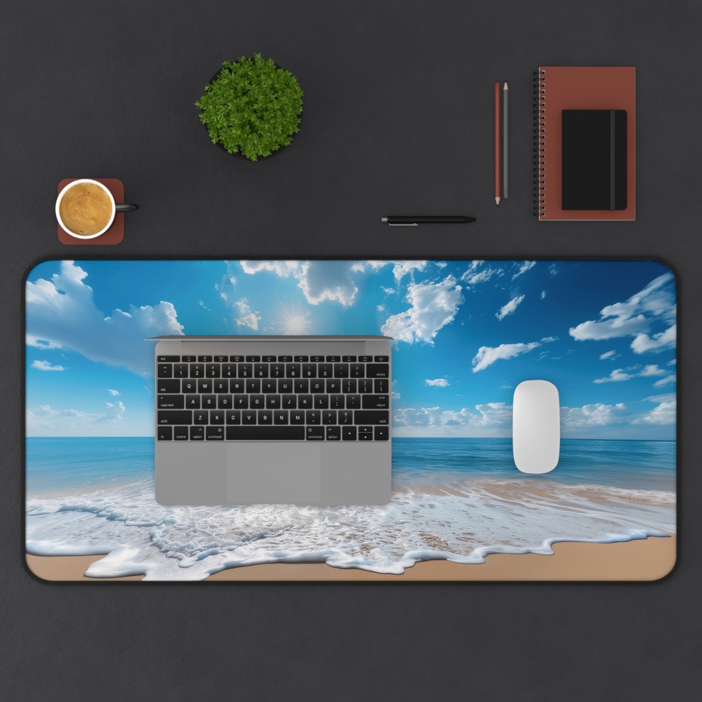 Tranquil Beachscape with Endless Blue Sky, Sparkling Ocean, and Golden Sand Extended Gaming Mouse Pad  Desk Mat  - 3 Sizes